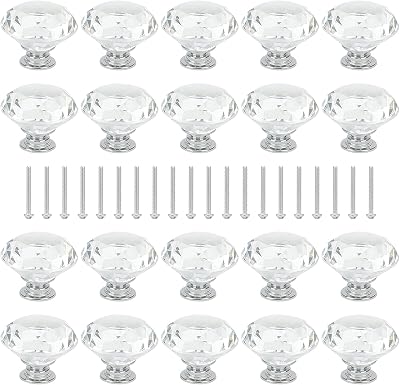 ZEONHAK 20 Pcs Crystal Diamond Drawer Pulls Cabinet Knobs 40x30mm
