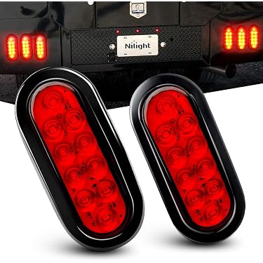 Wodvyss 2 PCS 4'' Round Red/White Led Trailer Tail Lights