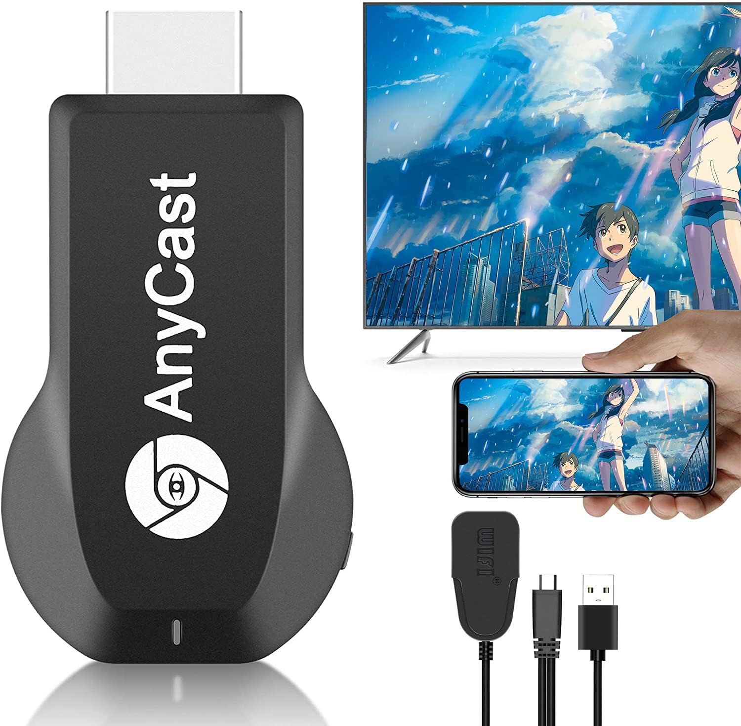 Amazon 21最新版 Anycast Iphone Androidスマホ Pcの画面をテレビやモニターにミラーリング Iphone Hdmi 変換 ケーブル Hdmiアダプター Iphoneをテレビに映す Iphoneテレビ出力 高解像度 Hd1080p Ios Android Windows Mac Os対応iphoneの動画 ゲーム を テレビ