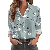 AAZJSS Long Sleeve Blouse for Women 2026 Spring Spring Button Up Casual Loose Shirts