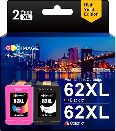 GPC Image 62XL Ink Twin Pack Black Colour for HP 62 XL Series