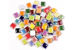 BUENOARTE 454g Petal Ceramic Mosaic Tiles for Crafts Art, Water Drop Flower Tiles Irregular Ceramic Tiles Bulk, 0.4 inch Square Glazed Porcelain for DIY Mosaic Craft Supplies (1cm)