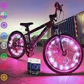 TINANA 2 Tire Pack LED Bike Wheel Lights Ultra Bright Waterproof Bicycle Spoke Lights Cycling Decoration Safety Warning Tire Strip Light for Kids Adults Night Riding