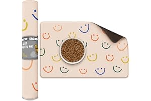 Rest-Eazzzy 30" x 18" Dog Food Mats for Floors Waterproof, Anti-Slip Dog Mat for Food and Water, Large Pet Feeding Mats for Dogs & Cats, Dog Bowl Mat Prevents Spills, Easy Clean, Multipattern