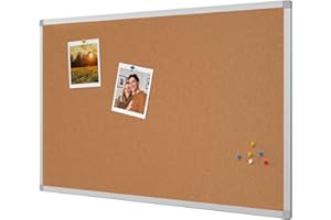 AKTOP Cork Board Bulletin Board 48" X 36", Silver Aluminium Frame Corkboard for Wall, 4x3 Pin Display Boards with 15 Pins, Large Message Notice Board for Home, Office & School