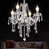 MALOSA Clear Crystal Chandeliers,Vintage Small Chandelier,Glass Mini Chandelier for Dining Room,Girls Bedroom,Living Room,Clo