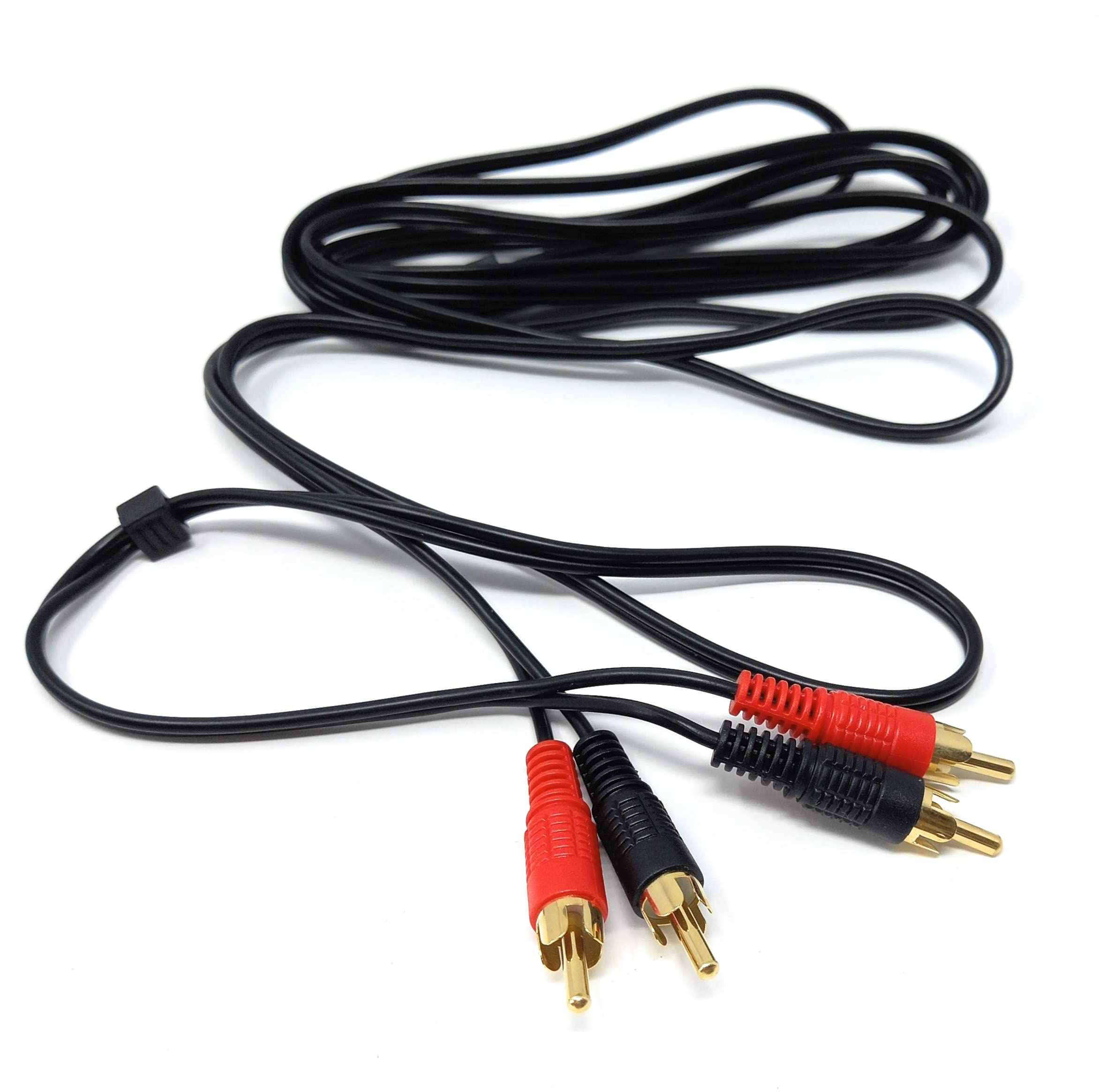 DRUT 2.5m RCA to RCA Phono Twin Jack to Jack Stereo Audio Cable Lead Cord Compatible With CD/DVD/Amplifier/Hifi/DJ Mixer/Turntable 8ft Black Gold Connectors