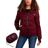 Steve Madden Womens Packable Puffer Jacket - Lightweight Wind & Water Resistant Full-Zip Insulated Winter Coats for Women