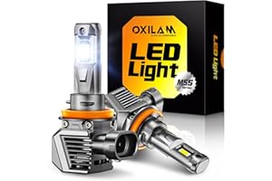 OXILAM H11/H8/H9 LED Bulbs, 70,000LM 1300% Brighter 6500K Cool White Driving Bulbs, 60,000Hrs Lifespan, IP68, 1:1 Size, Anti-Flicker Fog Light, Plug & Play, Pack of 2