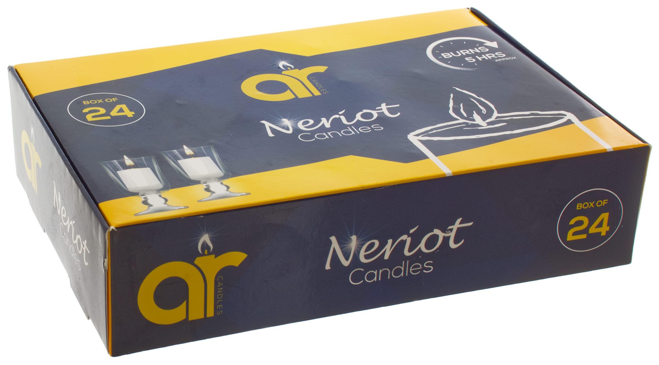 AR Candle Refills for Neriot Shabbat Glass Containers - White Candles Pack of 24 - Long Burning Candles - Lasts 5 Hours — image 1