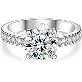 FreeKitee Moissanite Engagement Ring for Women, 2-4CT D Color VVS1, 925 Sterling Silver with 18K White Gold Plated, Moissanite Wedding Ring, Anniversary Promise Ring with Gift Box