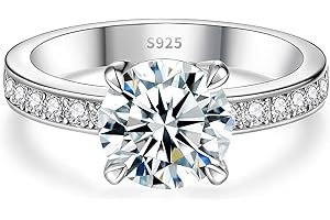 FreeKitee Moissanite Engagement Ring for Women, 2CT D Color VVS1, 925 Sterling Silver with 18K White Gold Plated, Moissanite Wedding Ring, Anniversary Promise Ring with Gift Box, Size 4.5-9