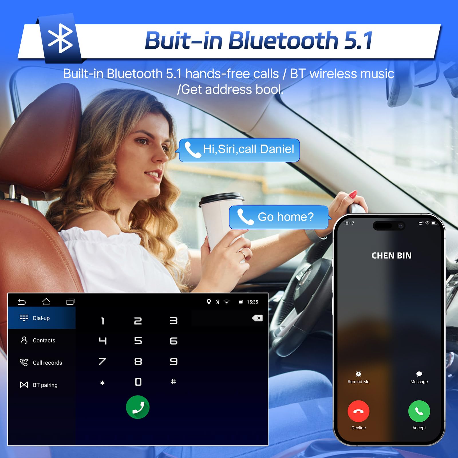 Car Radio for Chevrolet Chevy Silverado Tahoe Suburban GMC Yukon 2007 2008 2009 2010 2011 2012 Stereo with Wireless Carplay Android Auto - 9