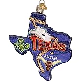 Old World Christmas State of Texas Glass Blown Ornament for Christmas Tree, Handcrafted Holiday Decoration, State Collection