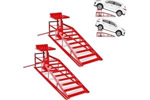 2 Packs 11050LBS/5t Heavy Duty Hydraulic Car Ramps,9"-14.2" High Lift Car Ramp with Dual Pumps, Ideal for Vehicle Maintenance