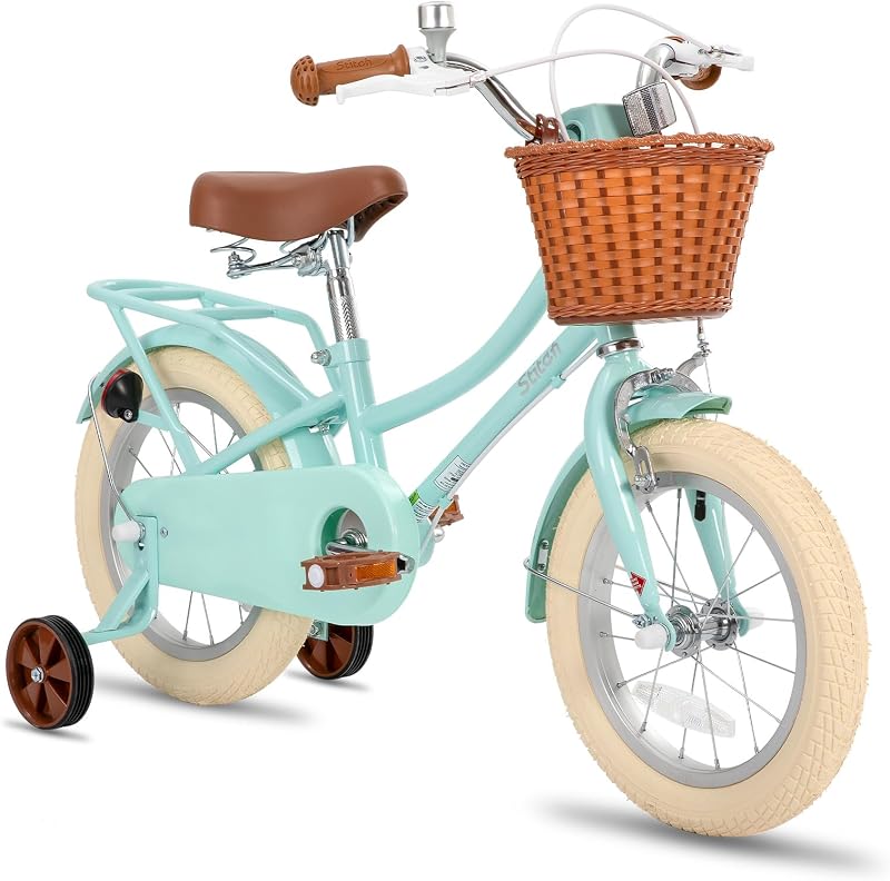 STITCH MANCHI 12 Inch Kids Bike with Basket Stabiliser Mint Green