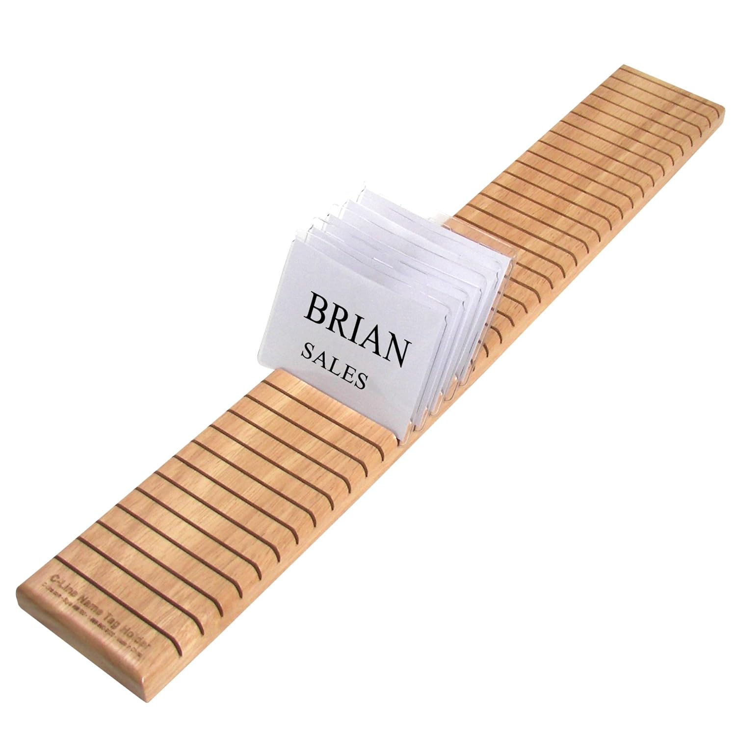 CLine Wooden Name Badge Holder, 40Card Capacity, 3.5 x 0.75 x 23.63 Inches, Oak Finish, One