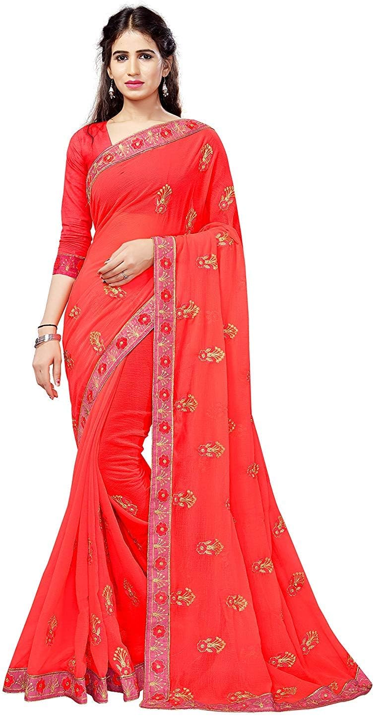 Chiffon with blouse piece Saree