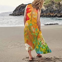 Maxi Dress for Women Sleeveless Casual Round Neck