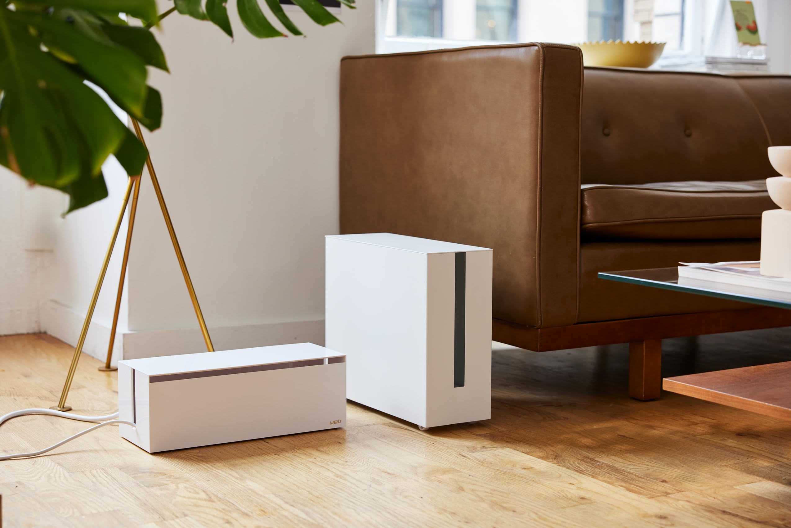 Yamazaki Home Cable Management Box – Cord Organizer Box with Lid, Minimalist Cable Storage for Office, ABS Plastic