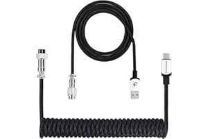 LexonElec Spiral Type-C to USB A Gaming Mechanical Keyboard Cable, Detachable Metal Aviator Fiber Braided Cable for Gaming Ke