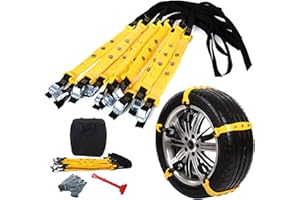 PRETTYQUEEN 10 Pcs Snow Tire Chains for Car, Adjustable Snow Cable Chains Universal Fit for Most Car/Jeep/Truck/SUV, Width 185-295mm/7.2-11.6 inches