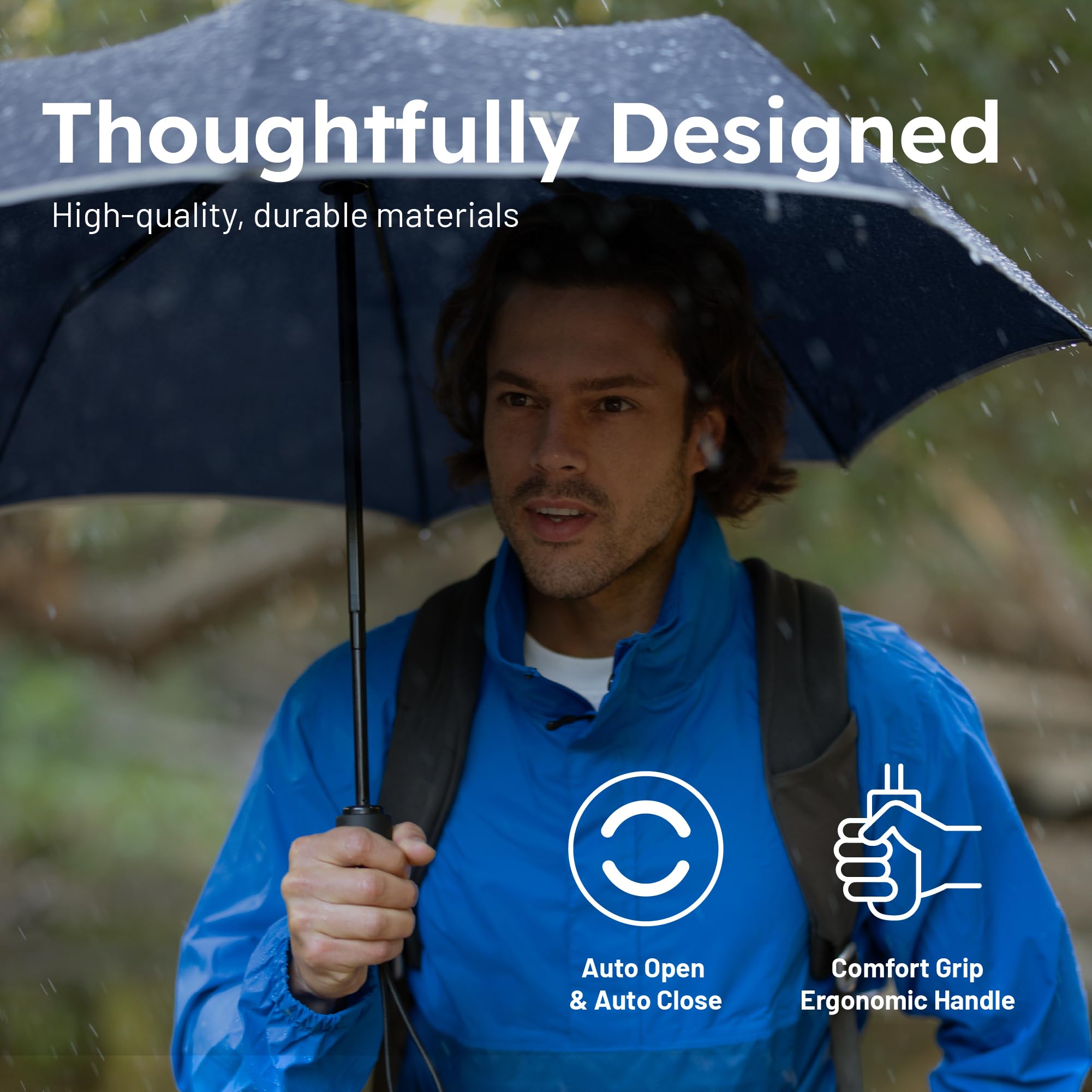 Weatherman Umbrella - Premium Small Compact Mini Umbrellas for Traveling - Windproof Umbrellaas Resists Up to 45 MPH Winds - Traveling Umbrellasa for Rain, Wind, Purse, Pocket, Backpack, Car - Portable Travel Umbrellas Easy Auto Open Close w/ Strong Fiberglass Frame
