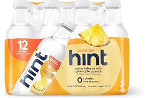 Hint Water Pineapple, Pure Water Infused with Pineapple, Zero Sugar, Zero Calories, Zero Sweeteners, Zero Preservatives, Zero Artificial Flavors, 16 Fl Oz (Pack of 12)