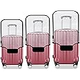 JZRTravel 3 Pieces Luggage Covers TSA Approved Thicken Clear PVC Suitcase Sleeve Protectors Fit 20 24 28 Wheeled Suitcase Waterproof Scratch-Resistant