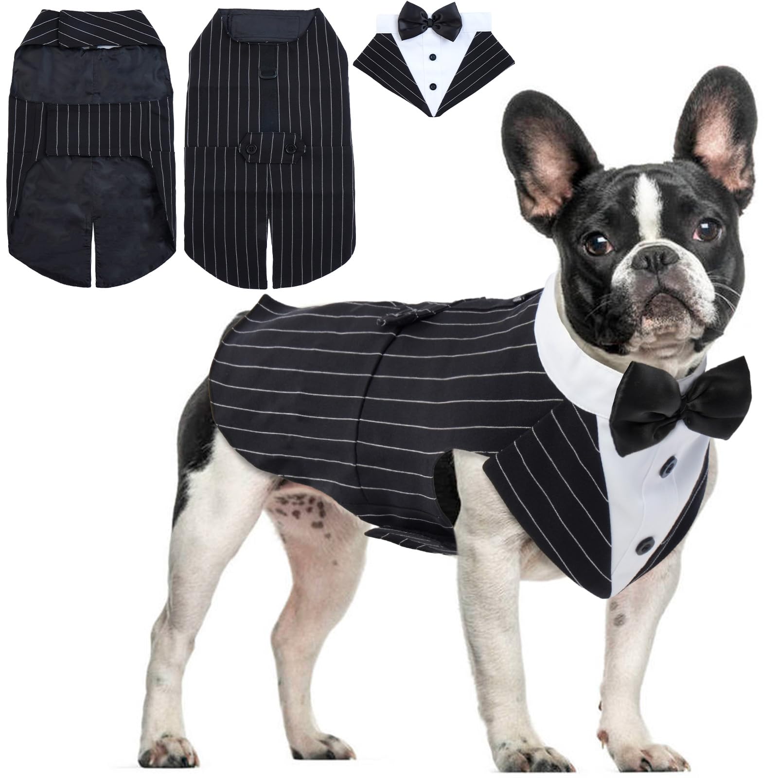 Puppy Formal Shirt with Removable Bow Tie - Dog Tuxedo Costume for Small, Medium & Large Dogs - Perfect for Parties, Birthdays & Festivals