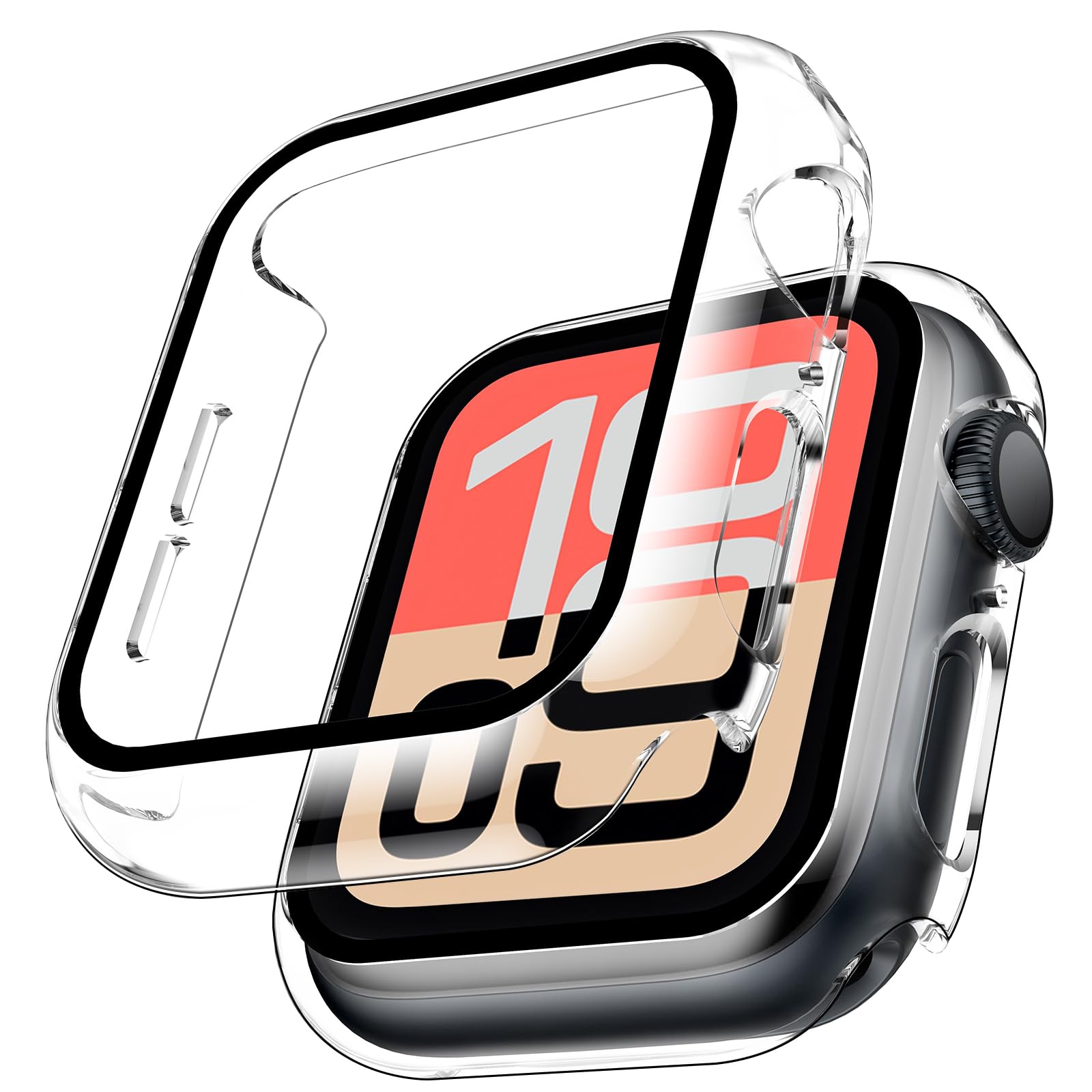 TAURI 2 Pack Hard Case for Apple Watch SE 3 /Series 6/5/4 /SE 40mm with 9H Tempered Glass Screen Protector, [Touch Sensitive] [Full Coverage] Slim Bumper Protective Cover for iWatch 40mm - Clear