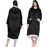 Yosamio Hooded Blanket Wearable Super Soft Flannel & Sherpa, Oversized Fleece Hoodie Blanket, Cozy Wearable Blanket
