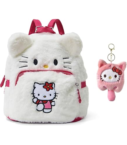 Hello Kitty Sanrio Backpack for Teens Women Kawaii Faux Leather Daypack, Rucksack, Backpacks for Travel, Gifts for Women (Black Hello Kitty) : Clothing, Shoes & Jewelry