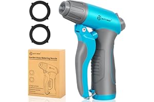 AUTOMAN Garden Hose Nozzle, 4 Adjustable Patterns Hose Sprayer, Heavy Duty High Pressure Water Hose Nozzle for Pets Bathing and Cleaning, Car Washing, Watering Plants in Lawn and Garden & Outdoor Fun.