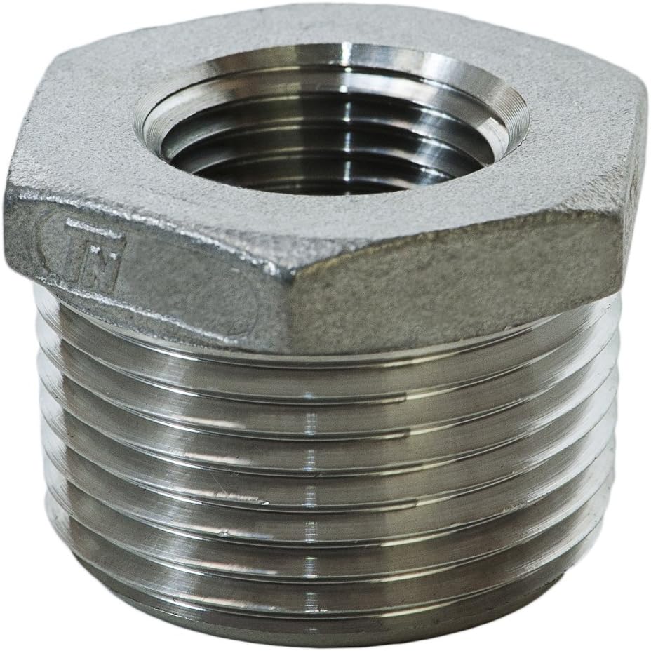 Trenton Pipe SS316-66004X02 Pipe Fitting, Class 150, Cast Stainless Steel Grade 316, Hex Bushing, 1/2" x 1/4" NPT Female x Male Threads