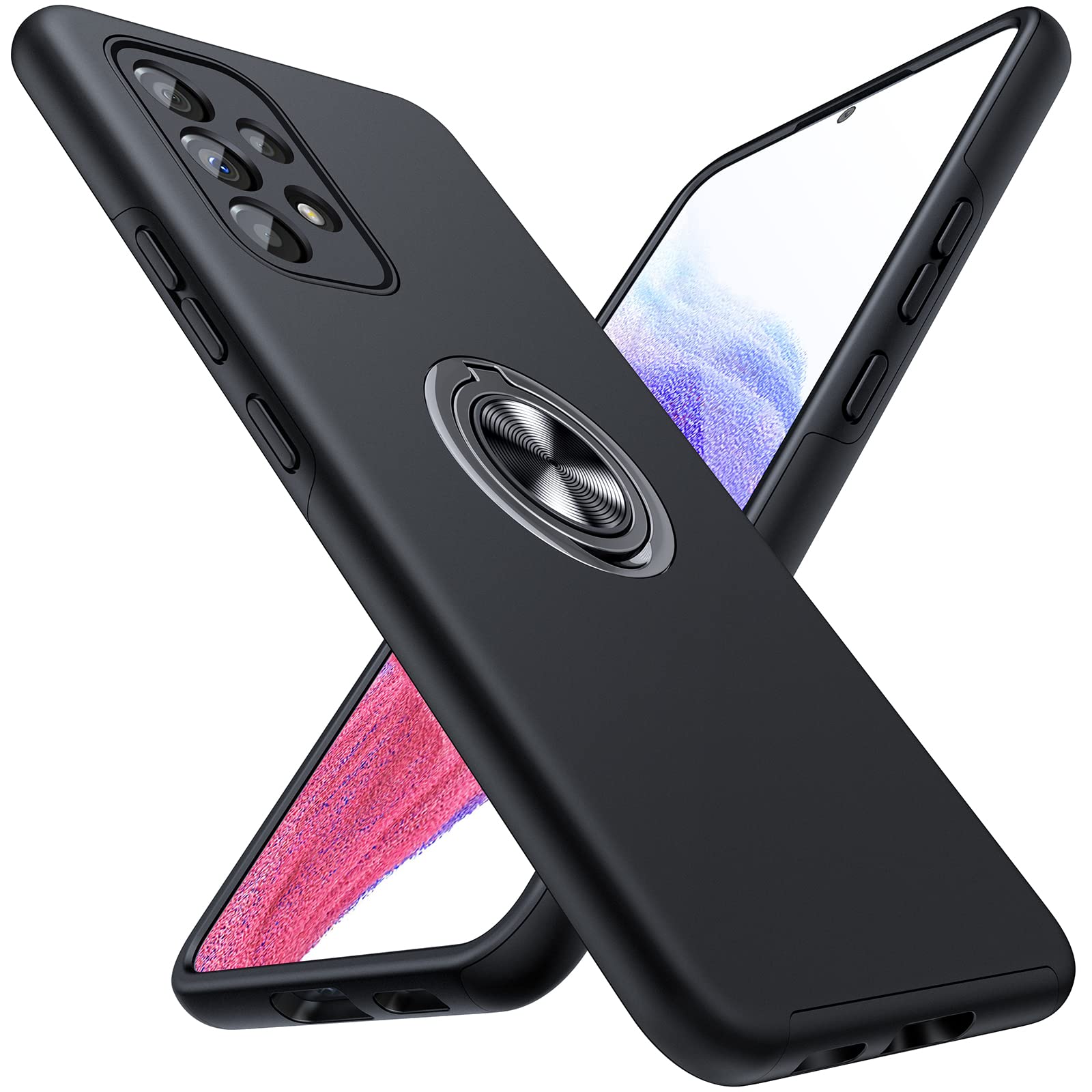 Photo 1 of JAME for Samsung A53 5g Case, Galaxy A53 5g Case with Shockproof Protective Phone Cover with Rotatable Kickstand for Samsung Galaxy A53 5G Cover, Black