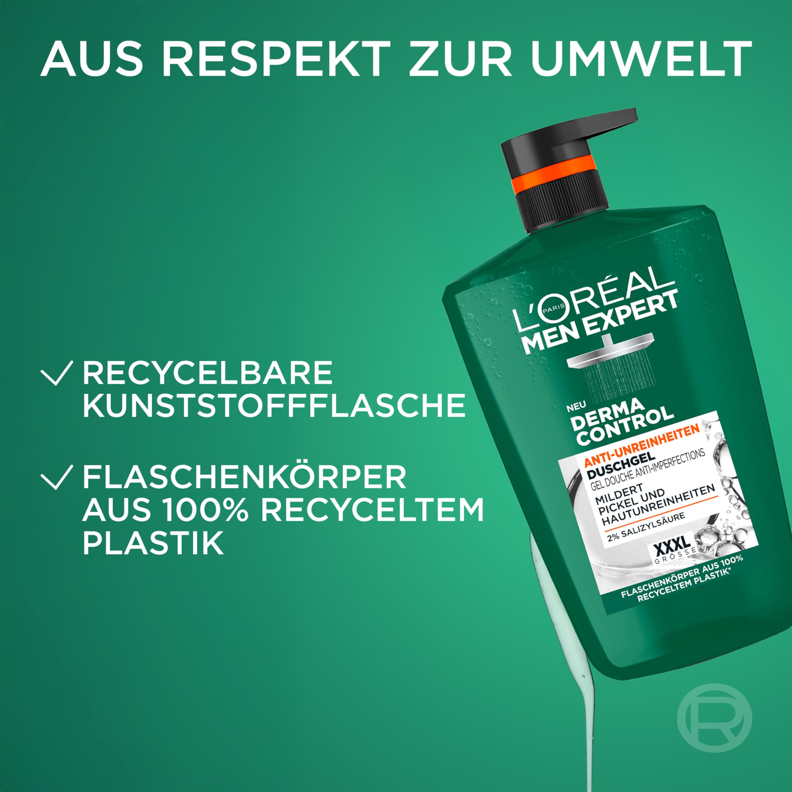 L'Oréal Men Expert XXXL Duschgel und Shampoo für Männer, Duschbad zur Reinigung von Körper, Haar und Gesicht, Herren Körperpflege für zu Unreinheiten neigende Haut, Derma Control, 1 x 1000 ml 8