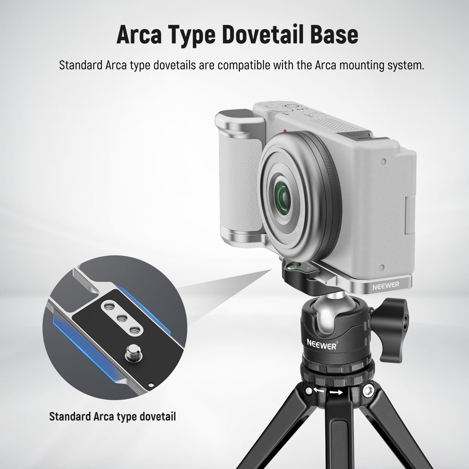 NEEWER ZV-1F ZV-1 II L Plate Compatible with Sony, Metal L Bracket with White Leather Grip, 1/4