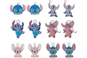 G-Ahora 12pcs Cute Cartoon Charms Gifts Cartoon Jewelry Accessories Stitch Pendant for Jewelry Making DIY Crafts