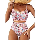 Herseas Women's Floral Print Bikini Sets Two Piece Swim Suits 2026 High Waisted Scoop Bathing Suits