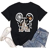 Halloween Shirts for Women Magic Kingdom Shirt Ghosts Spiders T-Shirt Halloween Party Funny Spider Web Graphic Tee Tops