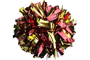 GUIFIER 2 Pack 6 Inches Metallic Cheerleading Pom Poms, Cheer Pom Pom with Baton Handle, Pompoms Cheerleader for Kids Girls Cheering Squad