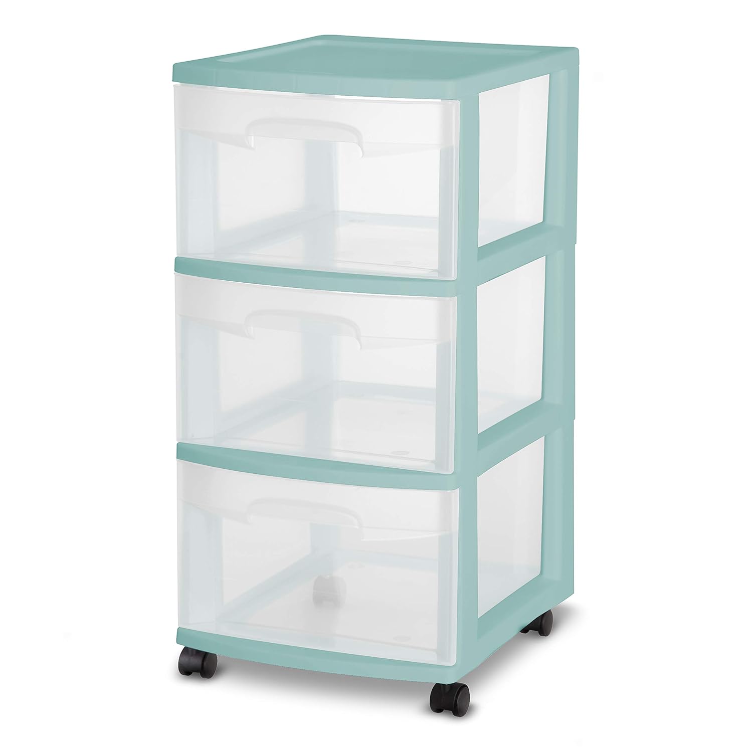 SET OF 2 Sterilite 3-Drawer TEAL Large Rolling Storage Cart Home Organizer