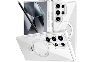 STERKER Magnetic Ring Stand for Samsung Galaxy S23 Ultra Case [Military Grade Drop Protection][Compatible with Magnetic] with Kickstand, Not Yellowing Slim Case for S23 Ultra, Clear