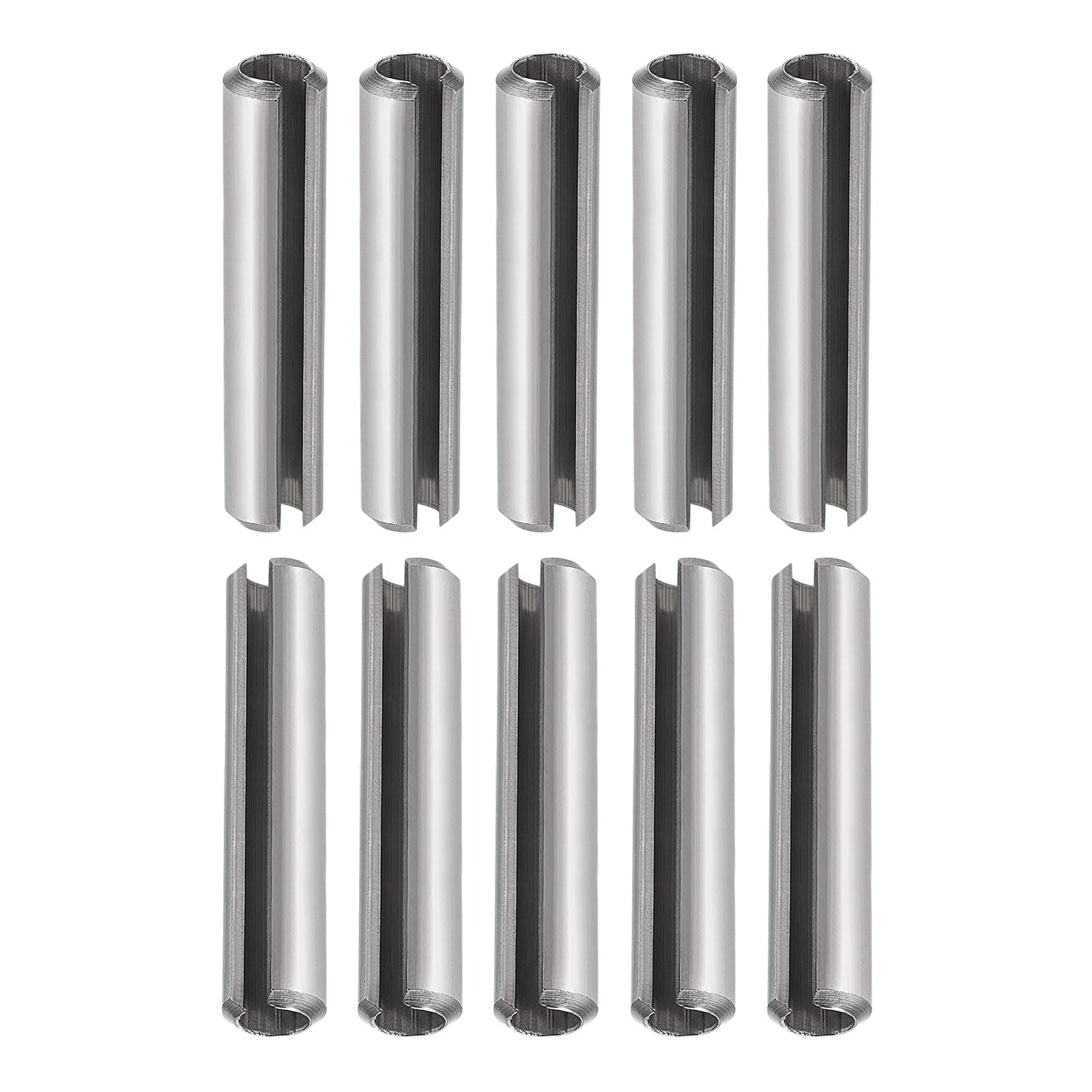 DTGN 8mm x 40mm(DxL) Slotted Spring Pin - 10Pack - Good for Home Machine Fastener - 304 Stainless Steel Spring Dowel Tension Roll Pin - Silver