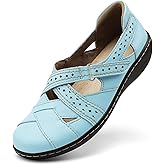 Irrefour Women's Classic Genuine Leather Casual Loafer Cute Slip-On Fashion Closed Toe Flat Sandal Comfy Work Sandal Everyday Walking Shoe