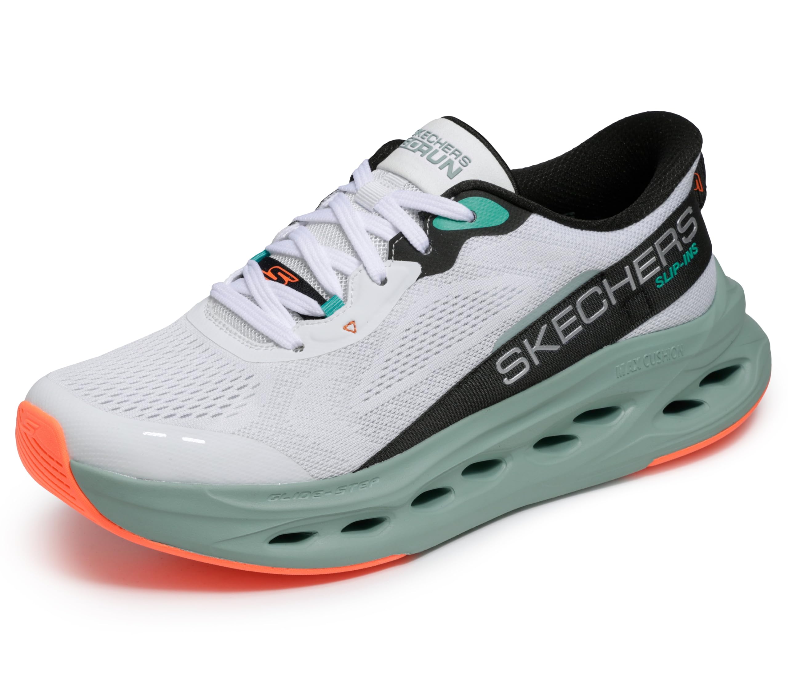 Skechers Men's Max Cushioning Glide Step Advert Hands Free Slip-Ins Sneaker, White/Multi, 14 Image