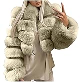 SACFOF Womens Faux Fur Coat Trendy Zip Up Cropped Coats Long Sleeve Fleece Warm Short Fluffy Teddy Winter Outerwear