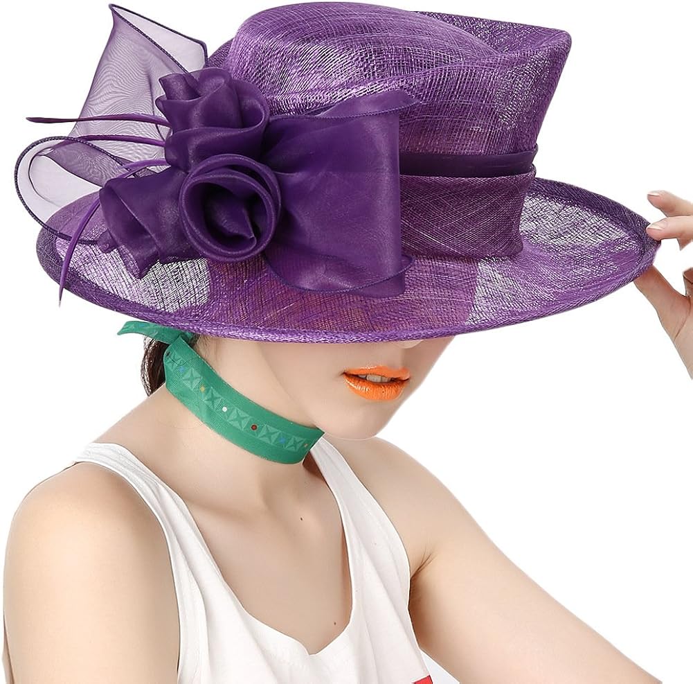 June's Young Women Hats Lady Sinamay Derby Hat Weddding Party Fedoras