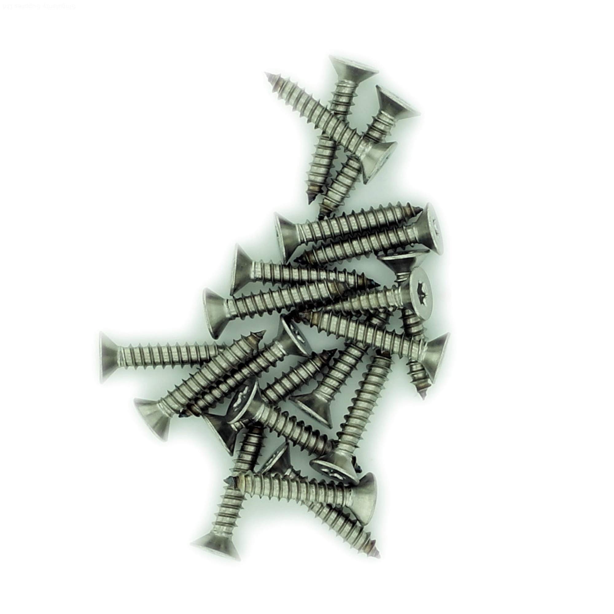 No.8 x 0.875 (4.2mm x 22mm) TX Countersunk Self-Tapping Screw - Stainless Steel (A2) (Pack of 20)